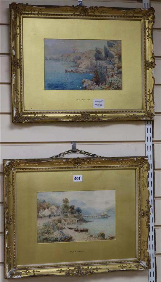 Henry B Wimbush (1861-1910), pair of watercolours, coastal scenes, signed 17 x 27cm.